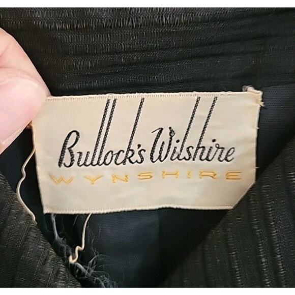 Vintage Bullocks Wilshire Wynshire Black Double Breasted Textured Dress Classic - Picture 9 of 16